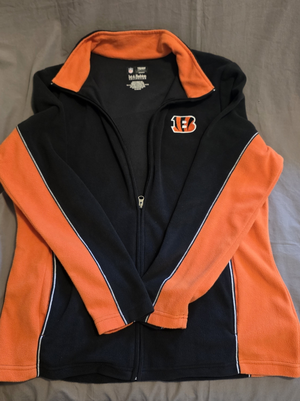 Cincinnati Bengals Women's Black & Orange Full-Zip Teddy Jacket